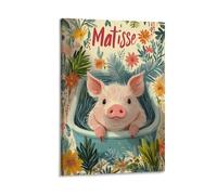 BoVrilyx Pig Bathroom Wall Art Cute Piglet in Tub Canvas Poster Funny Animal Print for Farmhouse Bathroom Decor Pet Lover Gift Farm-Themed Nursery Guest Bath Wall Decor Gift 16x24inch(40x60cm) Frame