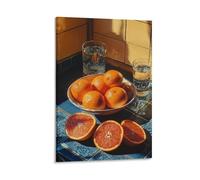 BoVrilyx Realistic Orange And Grapefruit Still Life Wall Art Sunlit Kitchen Fruit Poster Print for Dining Room Or Farmhouse Style Decor Citrus Table Scene Gift 20x30inch(50x75cm) Frame