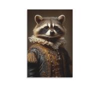 BoVrilyx Renaissance Racco Canvas Wall Art Regal Animal Portrait Print in Vintage Costume Funny Noble Pet Poster for Living Room Office Decor Whimsical Wall Artwork Gift 20x30inch(50x75cm) Unframed