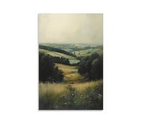 BoVrilyx Rolling Hills English Countryside Landscape Wall Art Serene Oil Painting Print for Living Room Office Or Traditional Rustic Home Decor Gift 20x30inch(50x75cm) Unframe
