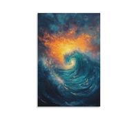 BoVrilyx Sunset Ocean Wave Wall Art Abstract Seascape Painting on Canvas Vibrant Coastal Artwork Living Room Colorful Nautical Beach Wall Decor Modern Marine Style Home Accent Gift 20x30inch Unframe