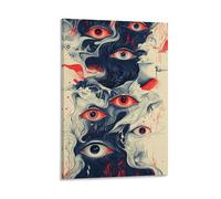 BoVrilyx Surreal Eyes Abstract Wall Art Psychedelic Visionary Art Poster with Red And Blue Swirls Trippy Expressionist Print for Modern Spaces Gift 20x30inch(50x75cm) Frame