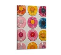 BoVrilyx Vinyl Record Wall Art Canvas Colorful Pop Art Poster Featuring Retro Music Discs Aesthetic Music Room Decor Print for Studio Lounge Bedroom Vintage Style Gift 16x24inch(40x60cm) Frame