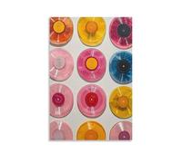 BoVrilyx Vinyl Record Wall Art Canvas Colorful Pop Art Poster Featuring Retro Music Discs Aesthetic Music Room Decor Print for Studio Lounge Bedroom Vintage Style Gift 20x30inch(50x75cm) Unframe