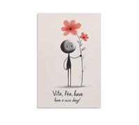 BoVrilyx Whimsical Stick Figure Flower Poster Minimalist Abstract Wall Art with Positive Quote Cute Aesthetic Gift for Friends Or Kids Gift 20x30inch(50x75cm) Unframe