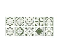 BOVZOX Wall Tile Sticker Green Moroccan Floral Print 20CM*20CM*10PCS DIY Art Home Decorations Stick on Tiles Decals Splashback for Kitchen Decor Bathroom Ideas Peel and Stick Backsplash Tile Paint