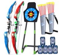 Bow and Arrow for Kids : LED Light Up Archery Set with 24 Suction Cup Arrows, 1 Standing Target, 6 Score Targets & 2 Quiver | Indoor Outdoor Sport Gifts for Boys Girls Ages 4 5 6 7 8 9 10 | 2 Pack