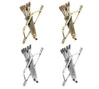 Bow and Arrow for Suits 4pcs Men's Rhinestone Lapel Brooch Pin | Hats, Zinc Alloy Build, Bags, Safety Back Clasp, Polished Enamel Finish, Daily Wear and Bridal Parties