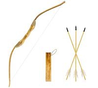 Bow and Arrow Set for Teens 40 Inch Handmade Wooden Bow and Arrow Cosplay Costume Prop Archery Games Toys 1 Bow 1 Quiver and 3 Feather Arrows Gifts for Teens