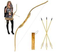 Bow and Arrow Set for Teens 40 Inch Handmade Wooden Bow and Arrow Cosplay Costume Prop Archery Games Toys 1 Bow 1 Quiver and 3 Feather Arrows Gifts for Teens