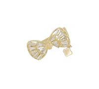 Bow And Clover Baguette Pin Brooch Gold Latelita White One Size