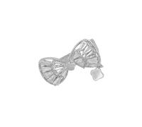 Bow And Clover Baguette Pin Brooch Silver Latelita White One Size