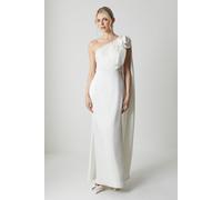 Bow And Drape Detail One Shoulder Satin Wedding Dress Coast Ivory 12