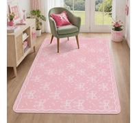 Bow Area Rug, Fanciful Playful Dots Pattern N/A Peach Dorm Room Essentials Indoor Doormat Accents Rug Non Shedding Entryway Bathroom Bedside Decor 3' X 5'