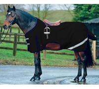 Bow & Arrow Equestrian Exercise Sheet for Horses - Breathable Waterproof Fly Rug with Tail Flap & Reflective Strips - Lightweight Turnout Rugs for Horses for Riding in rain & low light | Black