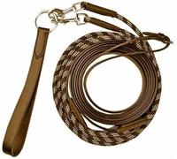 Bow & Arrow Equestrian Leather Draw Reins - Premium Horse Training Reins with Clips - Adjustable Training Rope with Strong Soft Grip - Horse Reins for Training Aid and Control - Brown