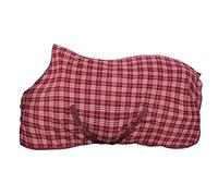 Bow & Arrow Horse Fleece Stable Rug - 250G Medium Weight Standard Neck Red/White Check Blanket - Equestrian Protective Winter Indoor Yard Travel Warm Cover