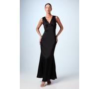 Bow Back V Neck Satin Bridesmaid Dress Coast Black 14