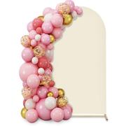 Bow Background Cover, Wedding Arch Cover, Background Cover, Doubleside Photography Arch Cover for Wedding, Party Decoration, Birthday, Party (Beige, 0.8 x 1.8 m (2.6 x 6 ft))