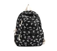 Bow Backpack Cute Laptop Backpack Aesthetic Travel Daypack For Women Bow Rucksack (Black One Size)