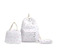 Bow Backpack for Women, Aesthetic Nylon Backpack, Cute Kawaii Backpack Set Bowknot Pattern Hiking Backpacks Men Mesh, White, Einheitsgröße, Daypack Backpacks