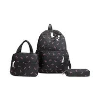 Bow Backpack for Women, Aesthetic Nylon Backpack, Cute Kawaii Backpack Set Bowknot Pattern Hiking Backpacks Men Mesh, black, Einheitsgröße, Daypack Backpacks