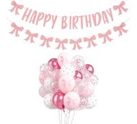Bow Balloons Set for Party,Bow Birthday Decorations, PinkThemed with Light Pink Balloons for Girls Party, Wedding, Graduation