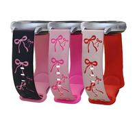 Bow Band Compatible with Gizmo Watch 3 2 1/ Gabb Watch 3e 3 2 1/ SyncUP Kids Watch 2 1/Cosmo JrTrack 5 4 3 2SE 2 1/AT&T amiGO Jr,20mm Cute Engraved Soft Silicone Pink Ribbon Strap for Girls Kids Boys