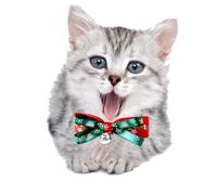 Bow Bell Bow Tie Christmas Pet Collar Cat Collar Cat with Pet Supplies (C, One Size)