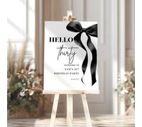Bow Birthday Party Sign, Black Bow Party Theme, Foamboard Party Welcome Sign, 18th Party, 21st Party, 30th Party, Customise for Any Age