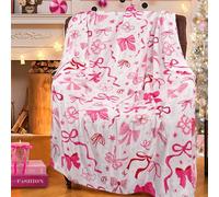 Bow Blanket Soft Cozy Lightweight Throw Blanket for Couch Sofa Bed Living Room Home Pink Decor for Boys Girls Kids Adults Gift 50x60 inch