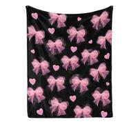 Bow Blanket, Soft Cute Bow Stuff Lightweight Aesthetic Plush Preppy Room Decor, 60"x80"