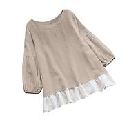 Bow Blouses Ruffle Top Long T-Shirt Women's Sleeves Patchwork V-Neck Women's Blouse Wrap Top, gray, XL