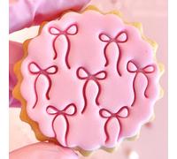 Bow Bows Pattern Fondant Stamp Embosser Biscuits Cookies Cupcakes fits m&s Biscuits Great for Wedding Engagement First Birthday Sweet 16 Baby Shower Reusable Marks and Spencers Free Matching Cutter