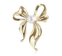 Bow Brooch Gold Brooches for Women Pearl Brooch Pins Vintage Brooches and Pins Christmas Stocking Stuffers, L, Zinc, no gemstone