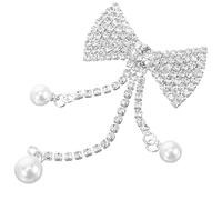 Bow Brooch Pin Rhinestone Pearl Safety Brooch for Dresses