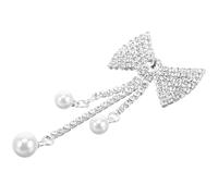 Bow Brooch Pin Rhinestone Pearl Safety Pin for Dresses Bags