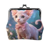 Bow cat Coin Purse-Leather Kiss Lock Wallet Small Clutch