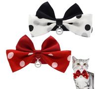 Bow Cat Collar with Bell, 2PCS Soft Kitten Cat Bow Tie Breakaway and Adjustable Safety Small Cats Collar in a Polka Dot Pattern (S-Size) (M)