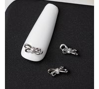 Bow Charm Silver Bowknot Art Charm Ribbon Bow Knot Charm Rhinestone Claw Decoration