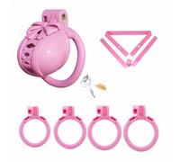 Bow Chastity Device Cock Cage - Plastic Chastity Cage for Man Sissy Penis Exercise Bondage Gear Lightweight Penis Cage Adult Sex Toy with 4 Rings & Invisible Lock