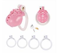 Bow Chastity Device Cock Cage - Plastic Chastity Cage for Man Sissy Penis Exercise Bondage Gear Lightweight Penis Cage Adult Sex Toy with 4 Rings & Invisible Lock