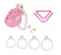 Bow Chastity Device Cock Cage - Plastic Chastity Cage for Man Sissy Penis Exercise Bondage Gear Lightweight Penis Cage Adult Sex Toy with 4 Rings & Invisible Lock