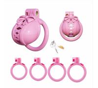 Bow Chastity Device Cock Cage - Plastic Chastity Cage for Man Sissy Penis Exercise Bondage Gear Lightweight Penis Cage Adult Sex Toy with 4 Rings & Invisible Lock