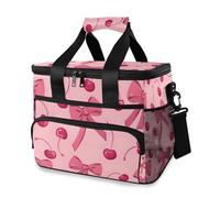 Bow Cherry Pink Cooler Bag Large Insulated Lunch Bags Picnic Cool Bag 15L 24 Cans Waterproof Thermal Bag for Adult Men Women