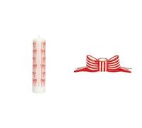 Bow Christmas Advent Pillar Candle & Red Bow Ceramic Candle Holder Bundle