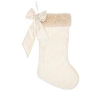 Bow Christmas Stocking - Cream - Santa Has Stopped and Left a Stocking Full of Goodies - Perfect for Hanging Up for Your Little One at Christmas Time