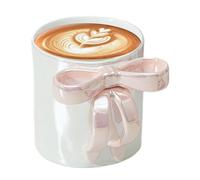Bow Coffee Mug - 12oz Charming Ribbon Mugs with Bow Handle | Cute Modern Ceramic Ribbon Coffee Cups Dishwasher Safe | Multipurpose Drinkware for Latte Beverage Water (Pink)