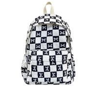 Bow College School Backpack, Large Capacity Travel Backpack with Zipper, Fashion Simple Backpacks, Kawaii Casual Daypack, Cute Backpacks for School Shopping Travel Vacation-Black