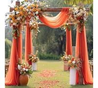 Bow Curtains for Wedding Fabric Drape Bow 2 Panels Sheer Curtain for Ceremony Bridal Party Decoration 6 Yards (Terracotta, 19ft Long x 71cm Width (1 Panel))